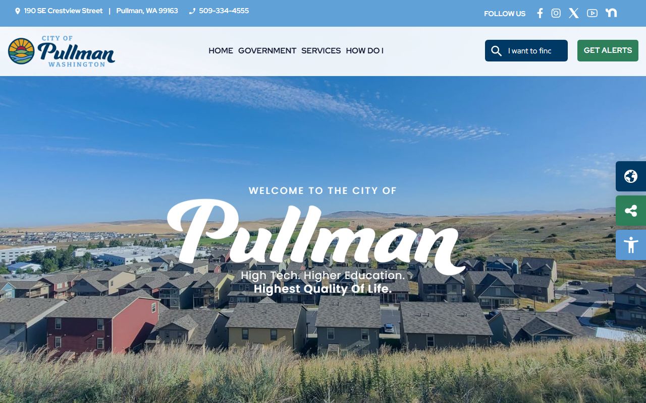 Pullman city website showing civil court record resources