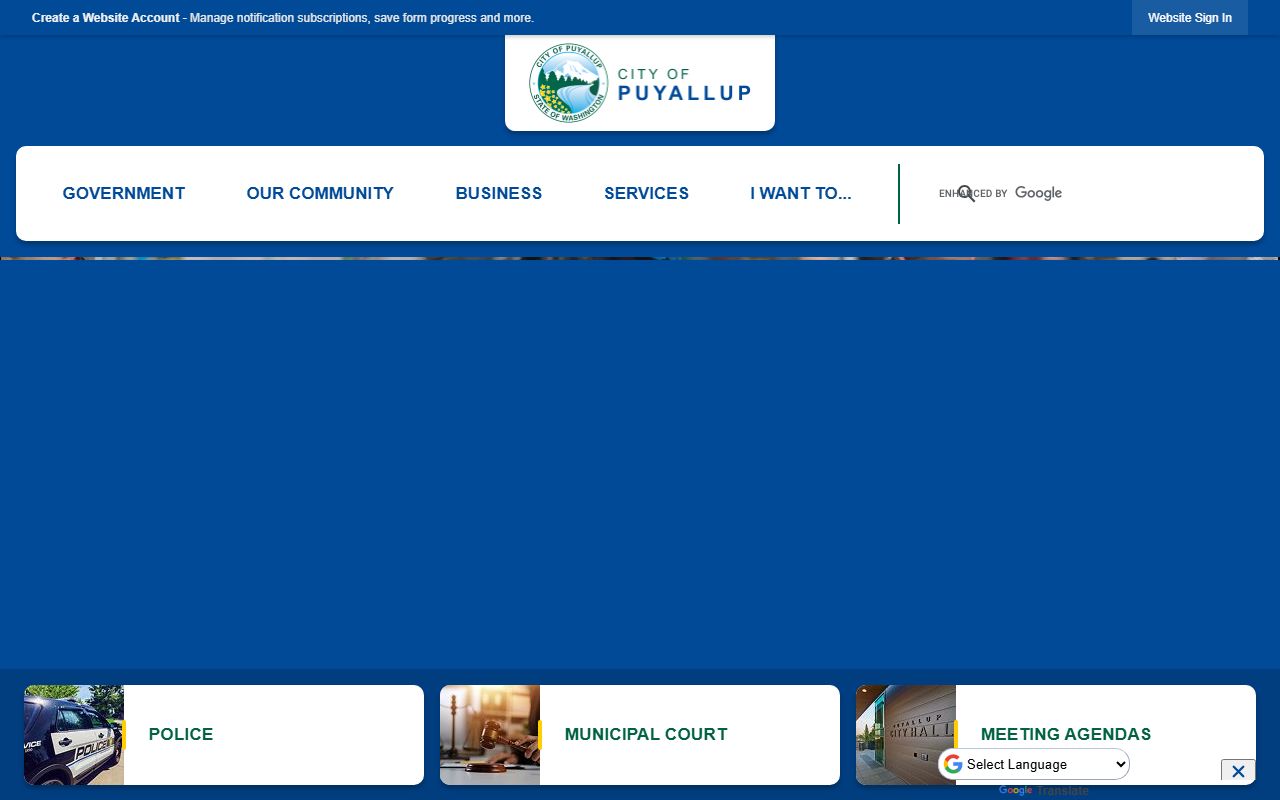 Puyallup city website showing civil court record resources