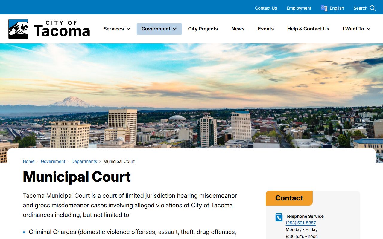 Tacoma Municipal Court website