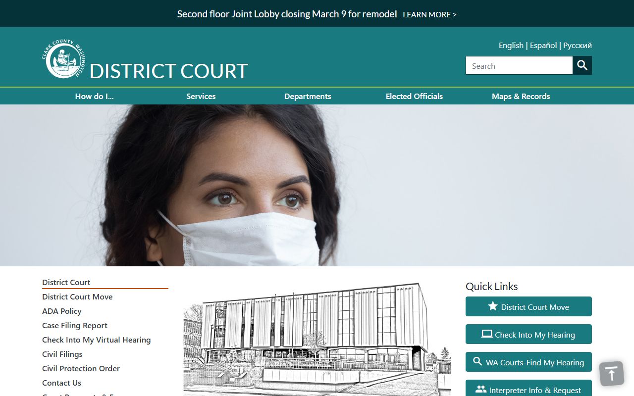 Clark County civil court records District Court website