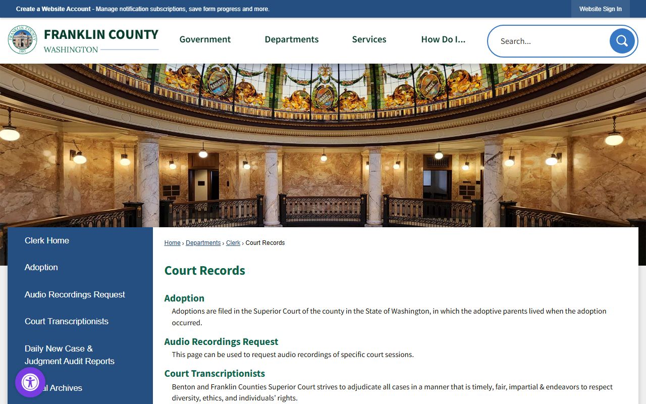 Franklin County civil court records page