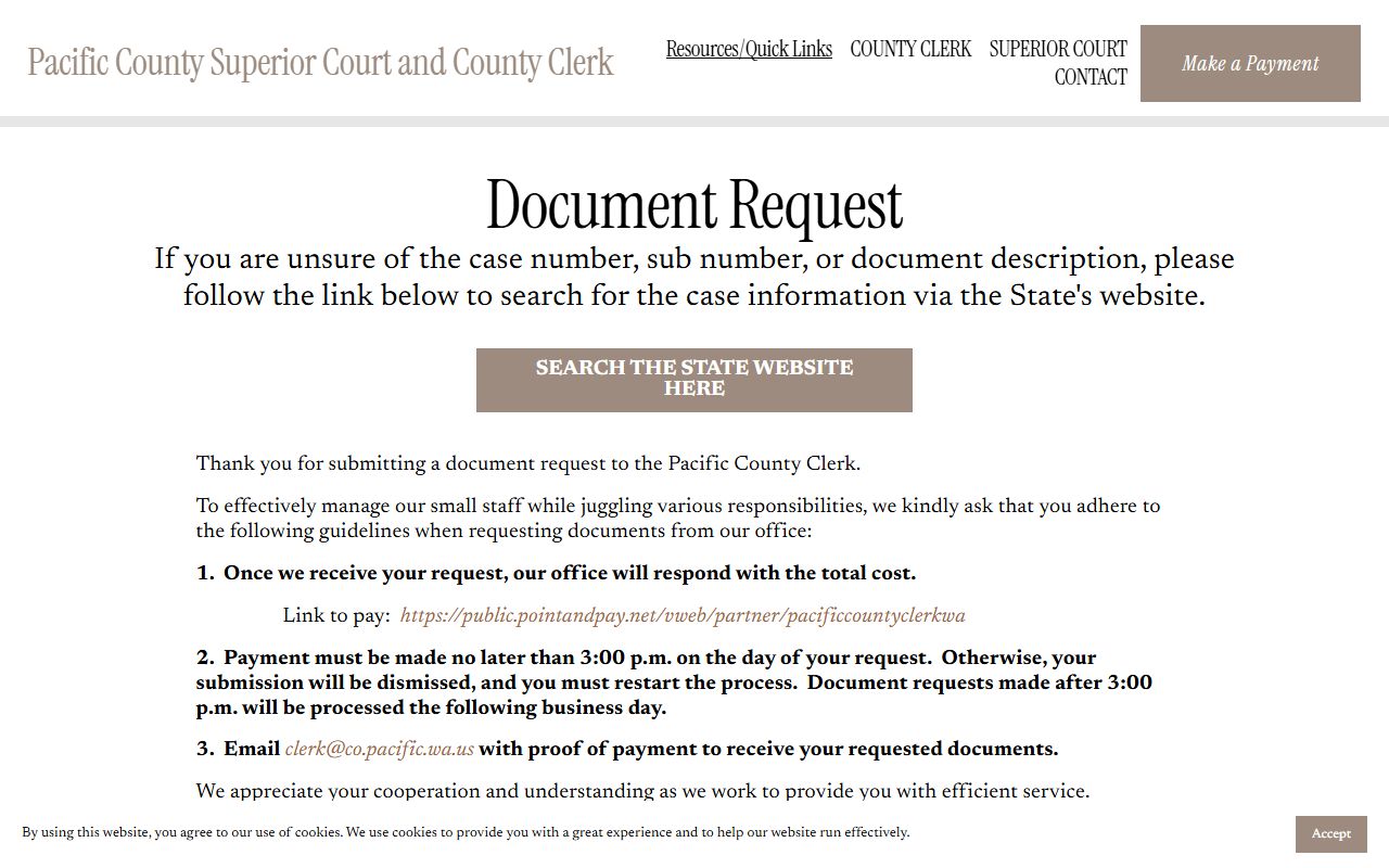 Pacific County document request portal for civil court records