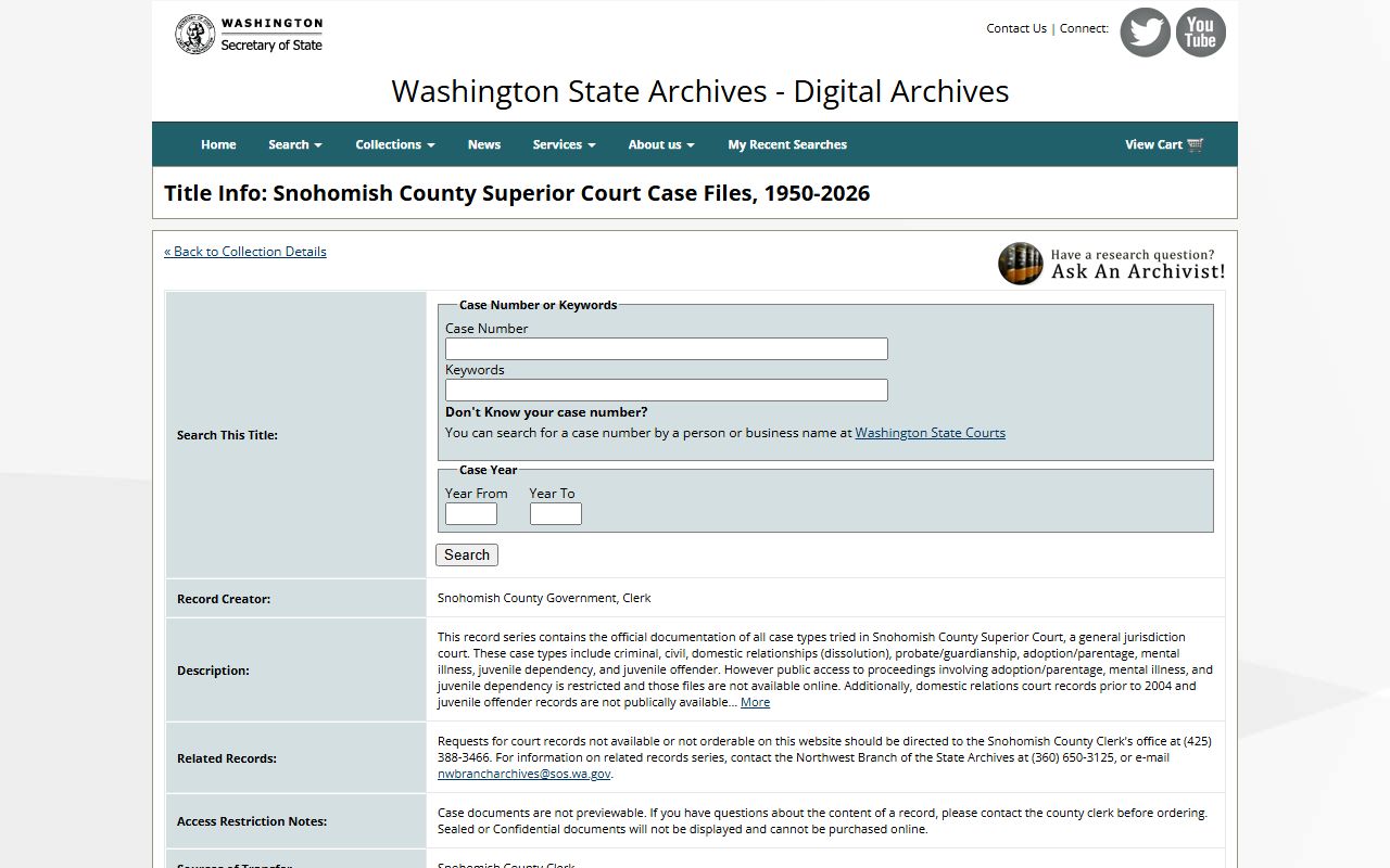Snohomish County Digital Archives civil court records