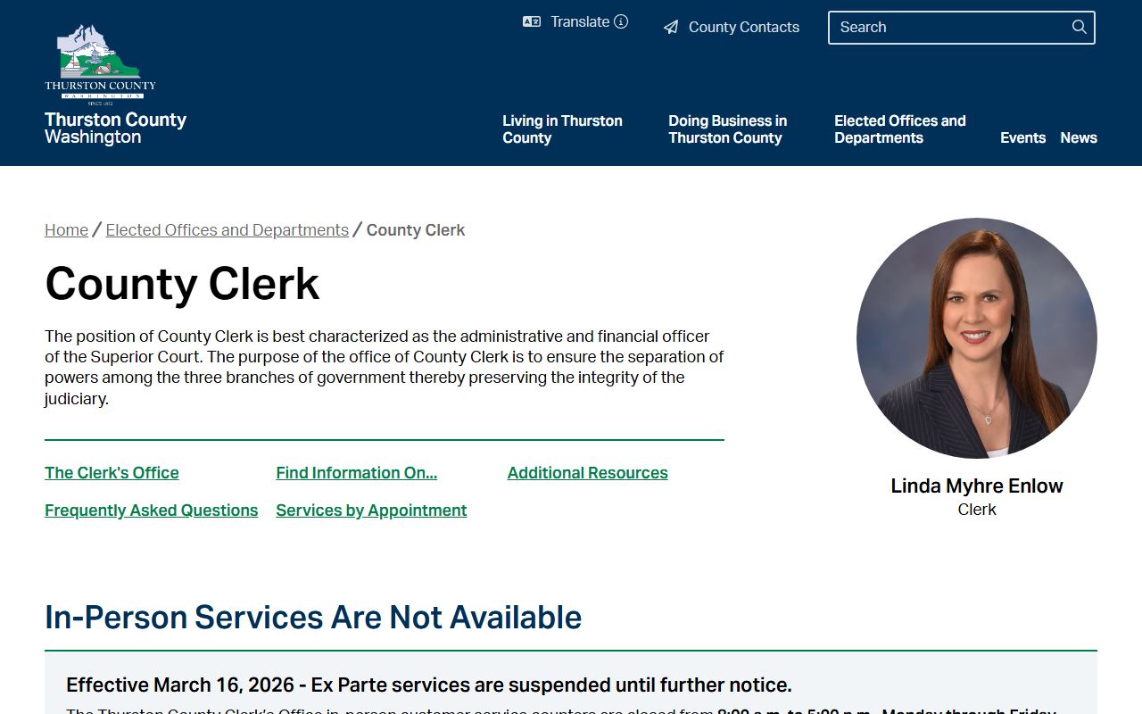 Thurston County Clerk civil court records portal