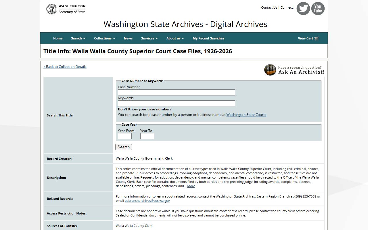 Walla Walla County civil court records search