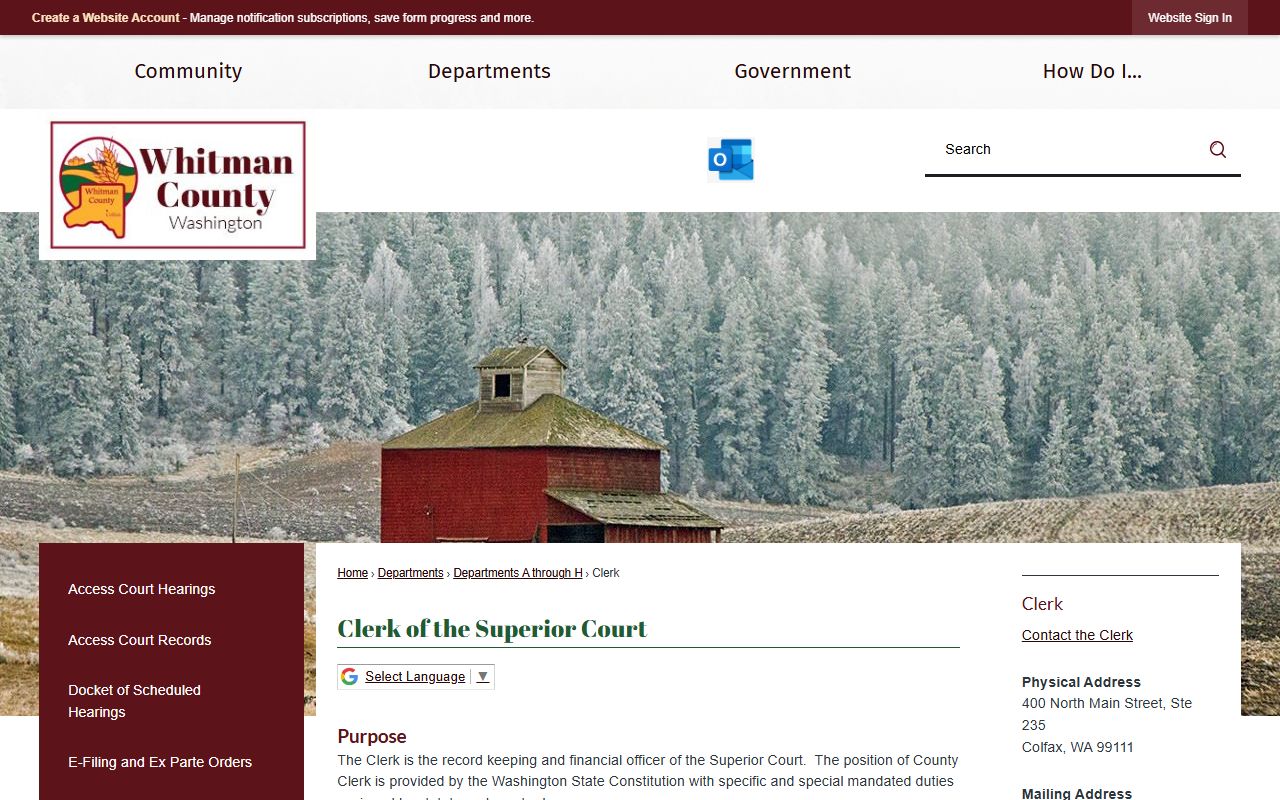 Whitman County Clerk civil court records