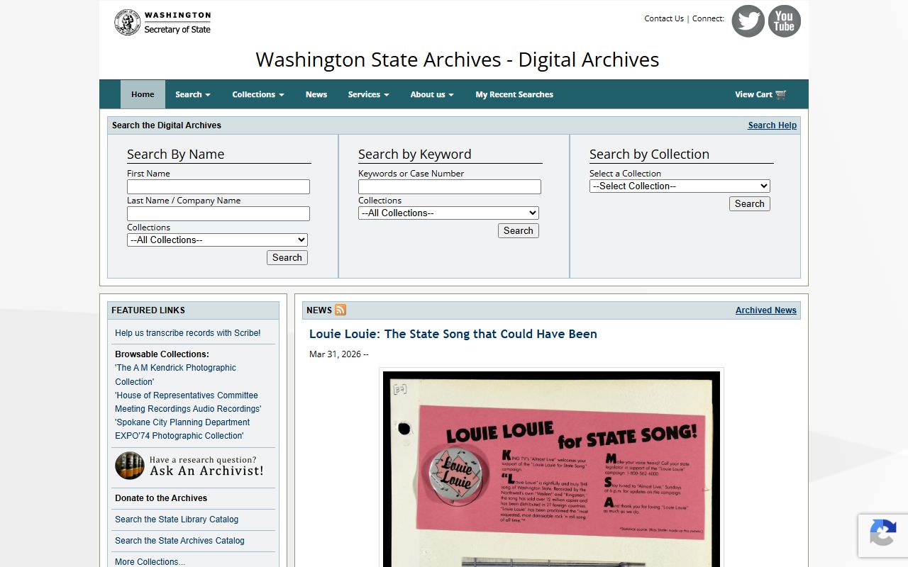 Washington State Digital Archives for historical civil court records